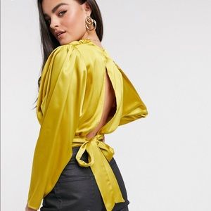 ASOS Satin top with open back (4, chartreuse)